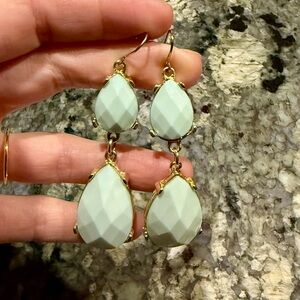 Elegant Gold and Mint Blue-Green Drop Earrings